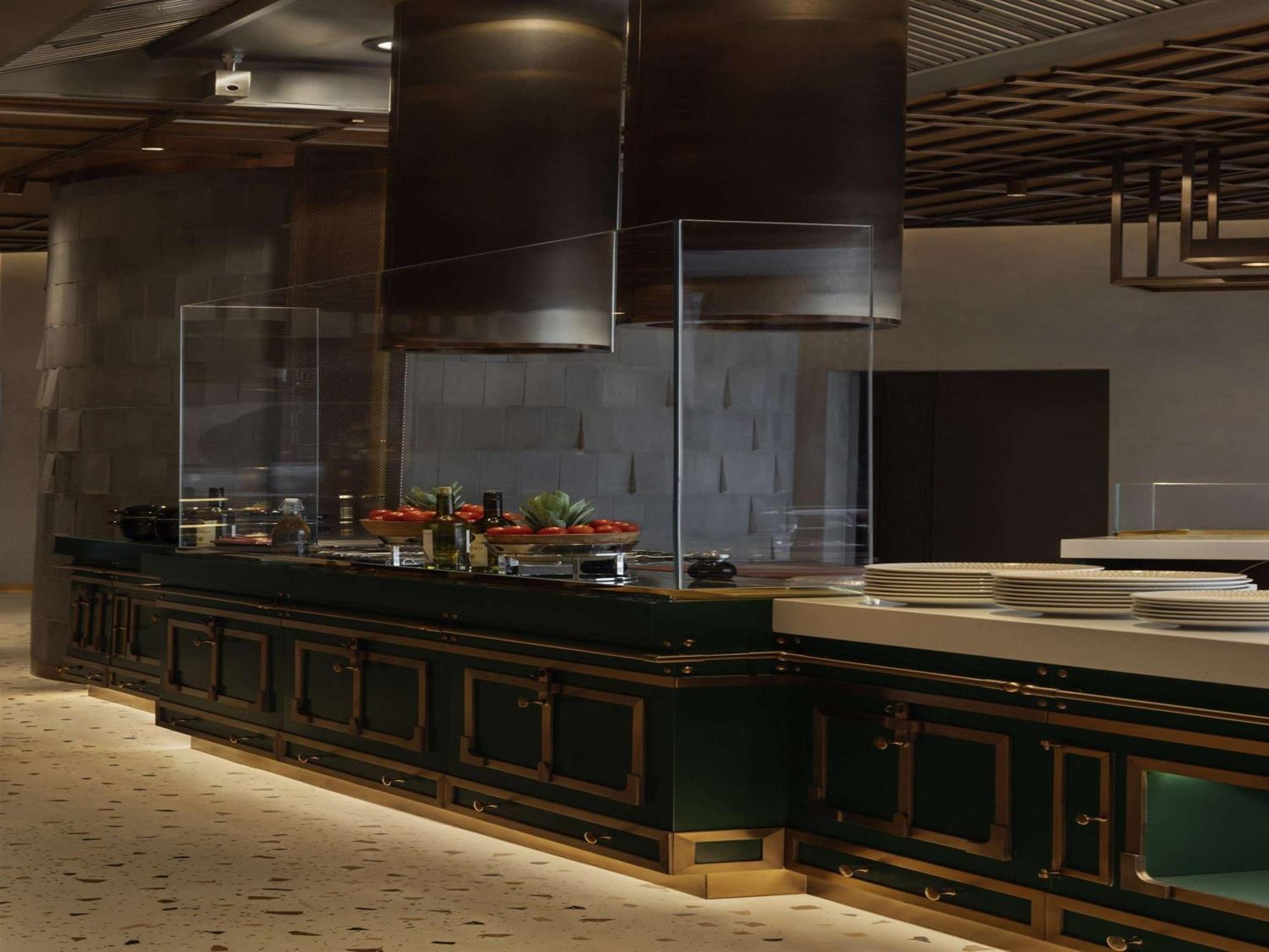 So/ Uptown Dubai Hotel Eksteriør billede A rendering of the open kitchen at the restaurant